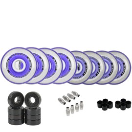 Labeda Millennium Gripper Roller Hockey Wheels + Hybrid Ceramic Bearings Purple X-Soft 74A 76mm/80mm Hilo