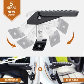 TOOENJOY TOOENJOY Adjustable 5 Gear Extra Protection Car Door Latch Step No Assemble Foldable Heavy Duty Car Gadgets Stand Pedal Ladder for Easy Roof Rack Access, Universal, Max Load 400LBS(Medium)