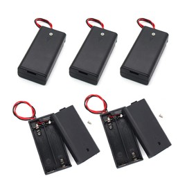 MulticoloredLED Caja de almacenamiento para 2 pilas AA con cables de cable de encendido/apagado, 2 ranuras x clip de resorte de batería de 1,5 V (paquete de 5)