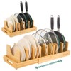 Wisreach Bamboo Pot Lid Organizer, Adjustable Kitchen Organizer for Cabinet,