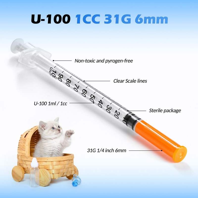 Syringes 1ml 31 Gauge 1/4 inch U-100 31G 1cc 6mm