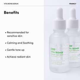 Frankly Vita Bomb Serum - Calming & Revitalizing Complex with Vitamins B3, B5, C, E - Soothes, Moisturizes & Evens Skin Tone | Vegan, Hypoallergenic, 1.01 fl. Oz.