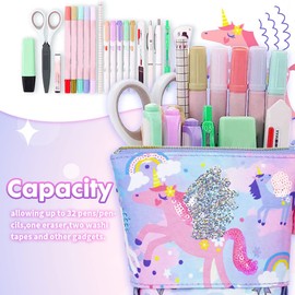 PinkSheep Retractable Pencil Case for Kids, Kids Backpack, Purple Unicorn, briefcase