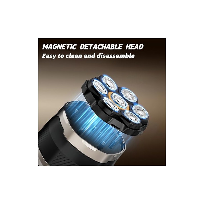 7D Head Shaver for Bald Men, 2 Magnetic Detachable Blades,