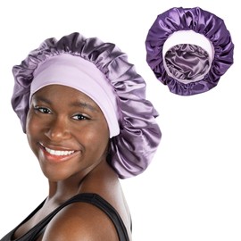 Funky Junque Reversible Satin Bonnet - Dark Purple/Violet