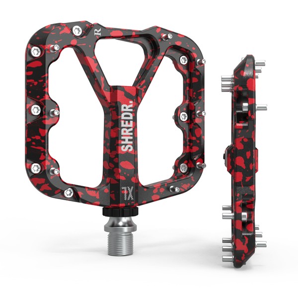 Shredr. Flat Pedals for MTB, Super Light Flat Pedals for