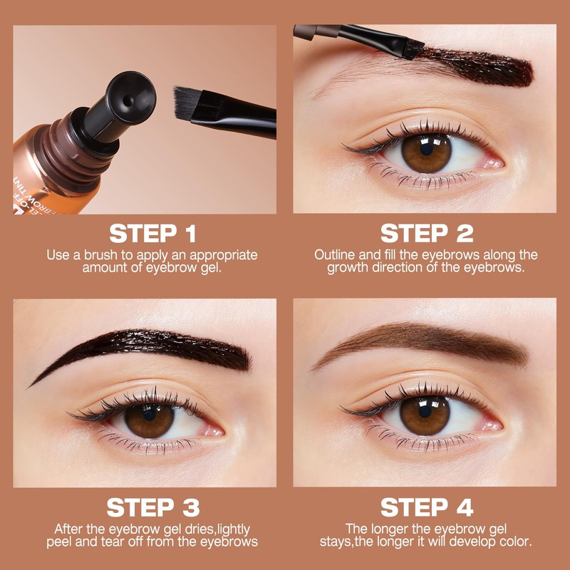 3D Peel-Off Eyebrow Tint Gel – Long-Lasting Waterproof Brow Colour,