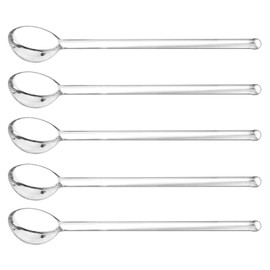QWORK 5 Pack Glass Stirring Spoons – Crystal Clear Borosilicate Petite Teaspoons (5.3 inches) – Heat-Resistant, Dishwasher & Microwave Safe