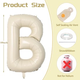 40inch Bride Balloons - Jumbo Bride to Be Balloons for Bridal Shower Bachelorette Wedding Party Decorations and Engagement Party Supplies （Beige）