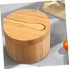 STOBAZA Multi-Function Wooden Salt Box Magnetic Lid Seasoning Canister Kitchen