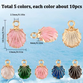 SUNNYCLUE 1 Box 50Pcs Conch Shell Charm Seashell Charms Enamel Bulk Colorful Summer Beach Ocean Sea Alloy Shells Charm for Jewelry Making Charms DIY Crafting Bracelets Necklaces Decoration Gifts Women