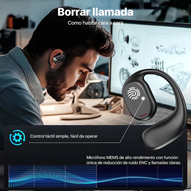 Kuesuny Audfonos in-ear inalmbricos 1Hora Kuesuny GT280HiFi Negro Auriculares Inalambricos