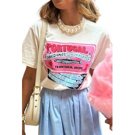 Women Oversized Graphic T-Shirt Y2k Vintage Flower Baggy California Tees Tops Summer Aesthetic Coastal Beach Shirt (Pink #F, M)