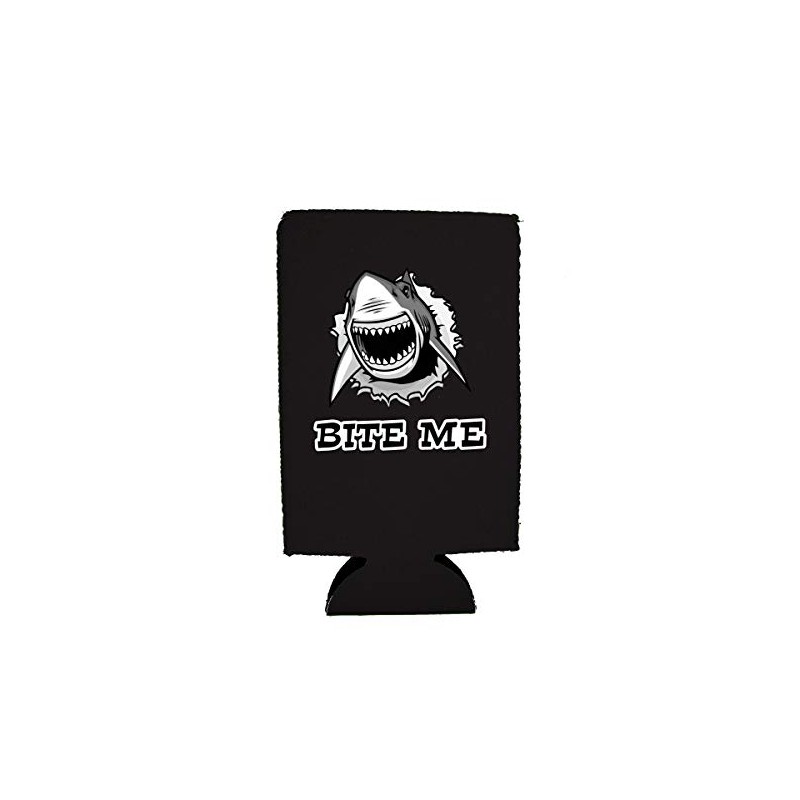 Bite Me Shark 16 oz. Can Coolie (Black, 1)