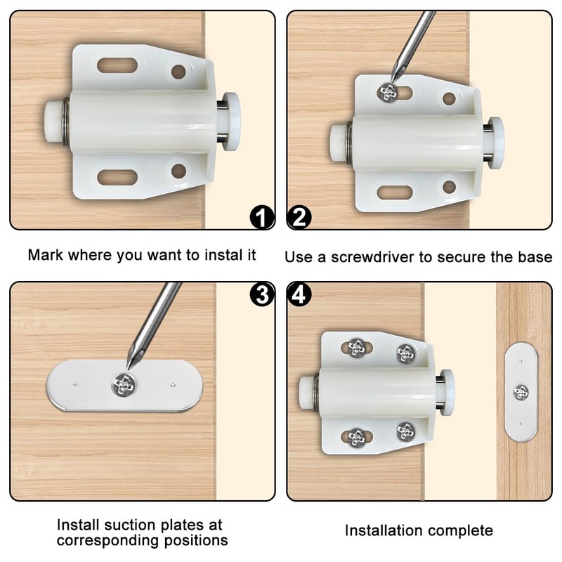 LICQIC 2 PCS Push Release Door Catch, Magnetic Door Catch