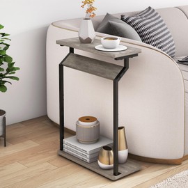 Livofloral Narrow Side Table for Small Spaces, Small End Table, Small Side Table for Couch, Slim Couch Tray Tables, Skinny Thin End Tables for Living Room, Bedroom, Grey