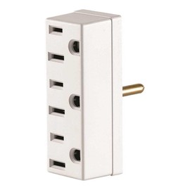 Leviton 15 Amp, 125 Volt, Triple Outlet Adapter, 697-W, White