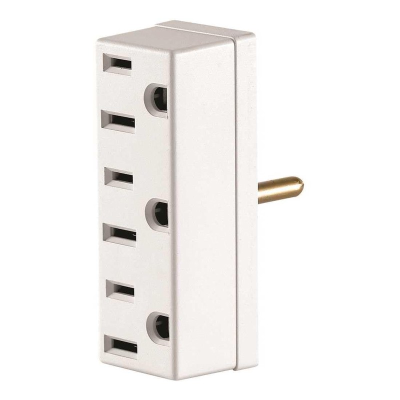 Leviton 15 Amp, 125 Volt, Triple Outlet Adapter, 697-W, White