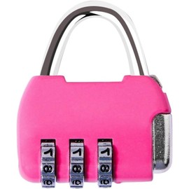 Pink Mini 3-Digit Combination Padlock - Zinc Alloy Security Lock for Lockers, Luggage, Travel Bags, Backpacks, and Small Storage Containers - Resettable and Colorful