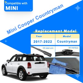 RAINTOK Windshield Wiper Blades Replacement for 2017-2022 Mini Cooper Countryman Original Factory Quality Front Rear Wipers Blade Set for My Car - 23" 21" 10" (Pack of 3)