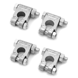 QWORK Military Spec Battery Terminals, 2 Pairs Negative and Positive Top Post Battery Connector for Marine Vehicles, Boats, RVs