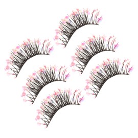 FRCOLOR Natural False Eyelashes Fluffy Wispy Lightweight Glitter Makeup Lashes Kit for Women