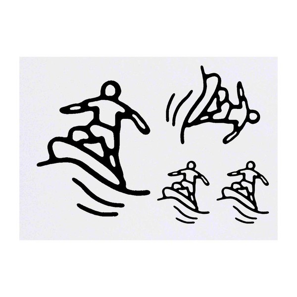 4 x 'Surfing Man' Temporary Tattoos - Water Resistant, Skin-Safe,