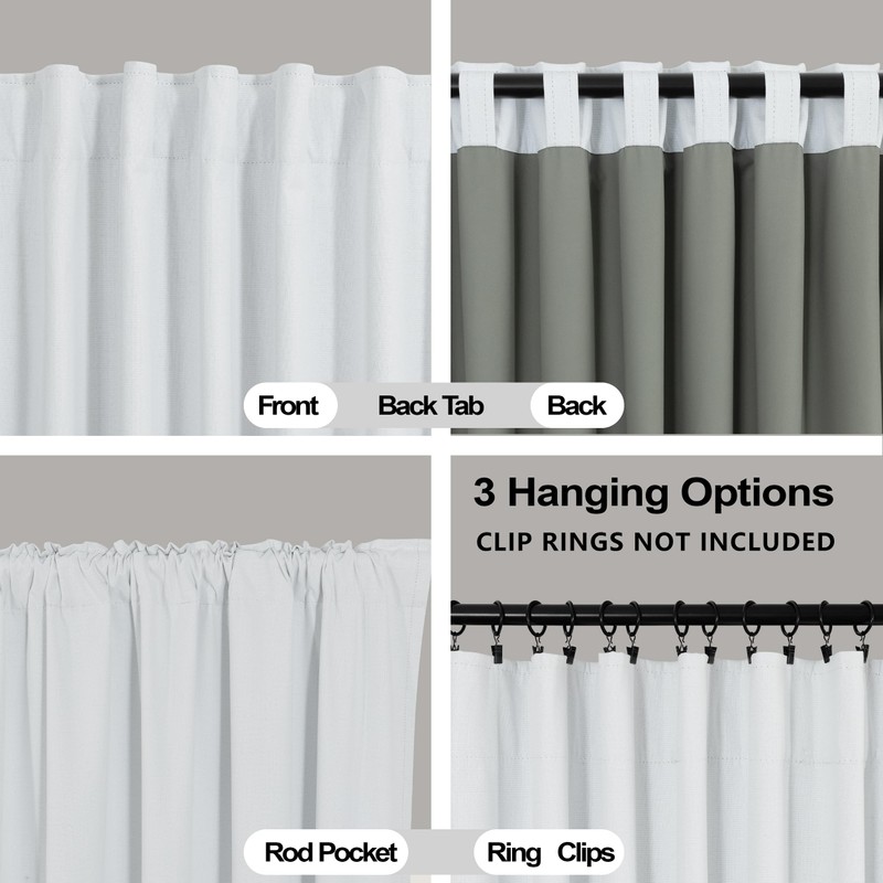 KOUFALL White Blackout Curtains 63 Inch Length for Bedroom,Linen Textured