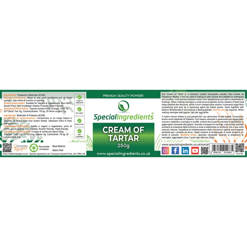 Cream Of Tartar Premium Quality Suitable for Vegans, Non-GMO, Gluten