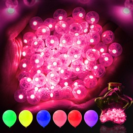 AIKEI - 100 luces LED de globo, mini luces de bolas rosas, mini luces LED impermeables para el día de San Valentín, linterna de papel, boda, Navidad, fiesta de cumpleaños, decoración para interiores y
