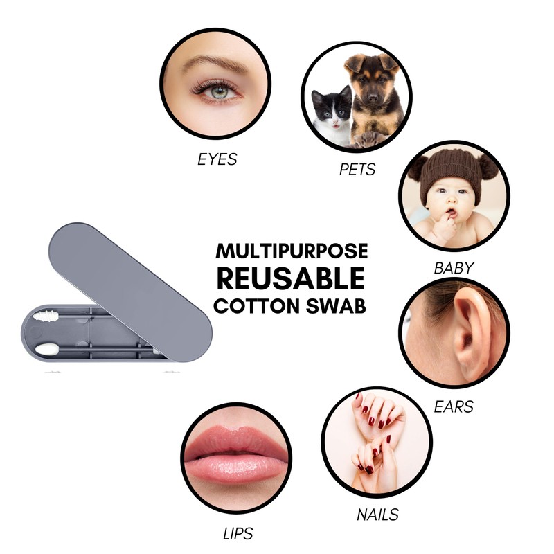 Portable and Reusable: Double-Tipped Silicone Swabs – for Cleanable Ear