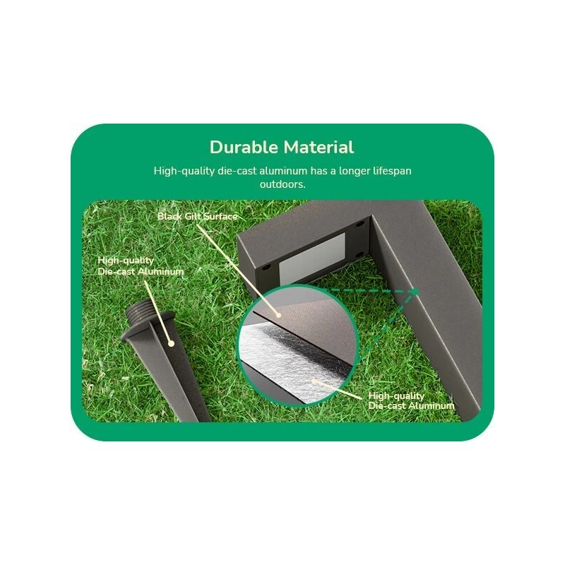 EDISHINE 6 Pack Low Voltage Landscape Lights, Square Modern Aluminum