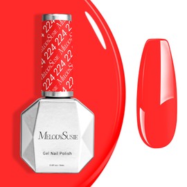 MelodySusie Neon Orange Gel Nail Polish,Red Orange Gel Polish Spring Summer Bright Color 224,Soak Off UV LED Nail Lamp Gift for Women Nail Art Manicure Salon DIY Nail Design at Home 0.5 Fl Oz-A2502