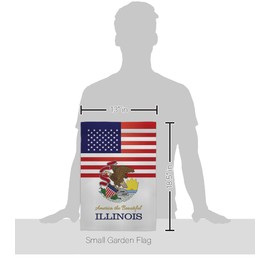 US Illinois Garden Flag - Set Wall Holder Regional States USA American Territories Republic Country Particular Area - House Decoration Banner Small Yard Gift Double-Sided Made in 13 X 18.5