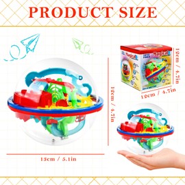 3D Ball Maze 12 cm, RUNEAY 3D Labyrinth Balls with 100 Stages Ball Game, 3D Intellect Ball Magic Maze Ball Labyrinth Puzzle Ball for Birthday Christmas, Toy from 4 5 6 7 8 Years