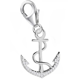 Goldene Hufeisen Anchor Charm 925 Sterling Silver Maritime Anchor Cubic Zirconia Crystal Beads Fit Charm Bracelets, Cubic Zirconia Sterling Silver Zirconia Crystal Sterling Silver, Cubic Zirconia