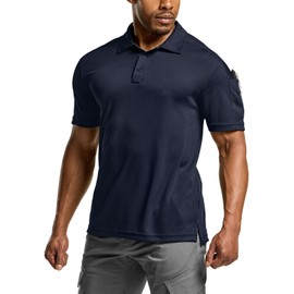 CQR Men's Polo Shirts, Tactical Short Sleeve Golf Performance Shirts, Lightweight Dry Fit UPF 50+ Pique, Frost Pro Police Navy, 3X-Large