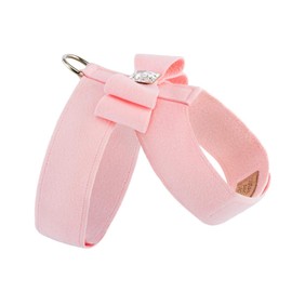 Susan Lanci Designs Premium Ultrasuede Big Bow Tinkie Harness, Puppy Pink, Large