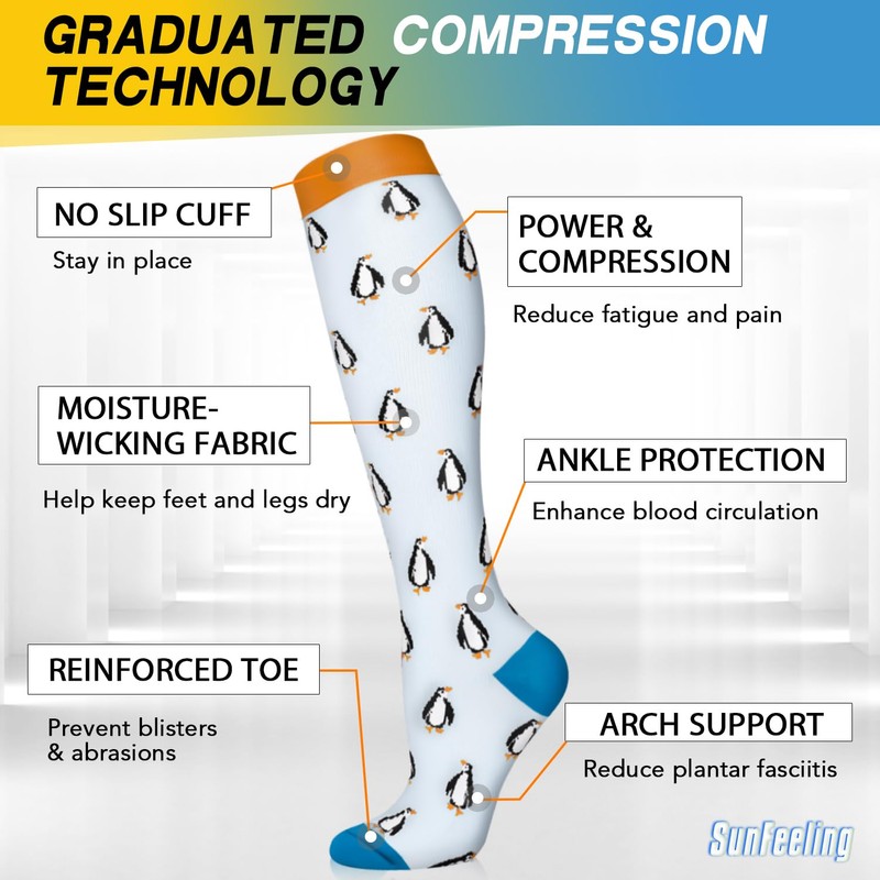 GUCABE A 6 Pairs Compression Socks for Women & Men