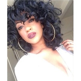 ELIM Curly Wigs for Black Women Short Kinky Curly Grey Wigs for Women Big Curly Afro Soft Wig with Bangs Heat Resistant Natural Cute Synthetic Wig for Daily Z306GY