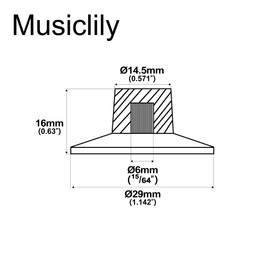 Musiclily Pro Fine 24 Splines Witch Hat Knobs Top Hat Knobs Tone Volume Control Knobs for Electric Guitar Bass Amplifier Effect Pedal, Black with Silver Reflector (Set of 2T2V)