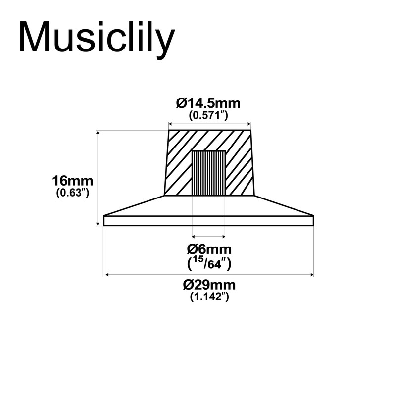 Musiclily Pro Fine 24 Splines Witch Hat Knobs Top Hat