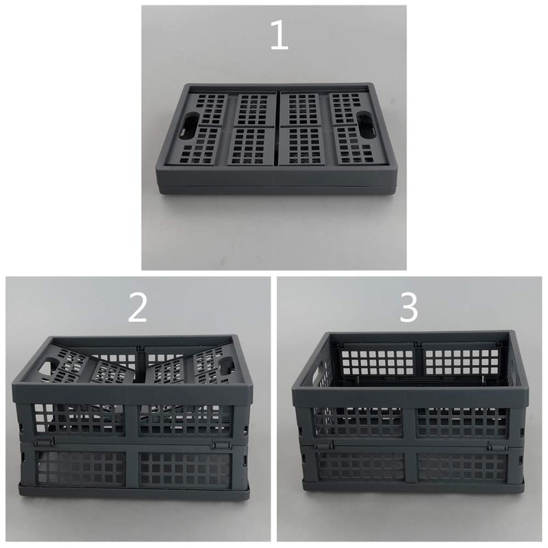 Ggbin 16 Liter Folding Plastic Containers, Grey Plastic Crate, 2