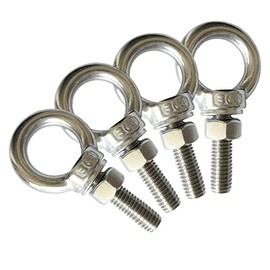 HYXXYY Stainless Steel Eye Bolt, 4 Pack M8 Shoulder Eye Bolts 5/16" X 1.18"with Nuts and Washer Thread Lifting Ring Eyebolt (Thread Length 30mm)