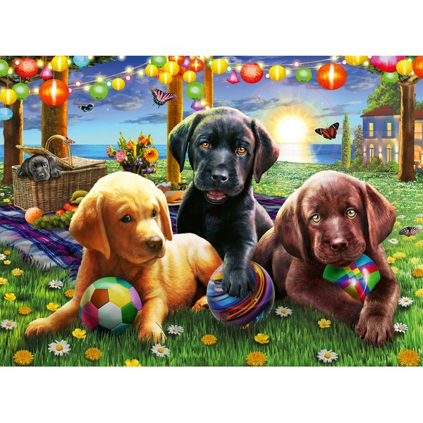 Ravensburger 12886 Puppy Picnic 100 Piece Puzzle for Kids - Every Piece is Unique, Pieces Fit Together Perfectly