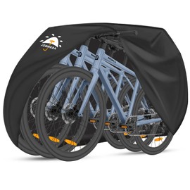 JosMega Bike Cover | 800D Heavy Duty Oxford | Double Needle Stitching | PU Waterproof | Back Seam Tape | Outdoor Windproof | Adjustable Webbing Buckle | Bottom Elastic Band | (Black, L - 3 Bike)