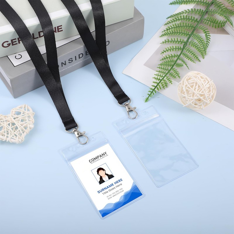 2 Pack Clear ID Badge Holder with Lanyard, Lanyards for