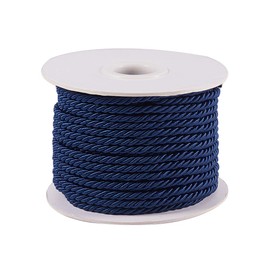 PH PandaHall 20 Yards Twisted Cord Rope, 3mm Nylon Honor Cord Silk Ropes Decorative Rope Trim Satin Shiny Cord Thread for Crafts Handfasting Home Décor Upholstery Curtain Tieback (Marine Blue)