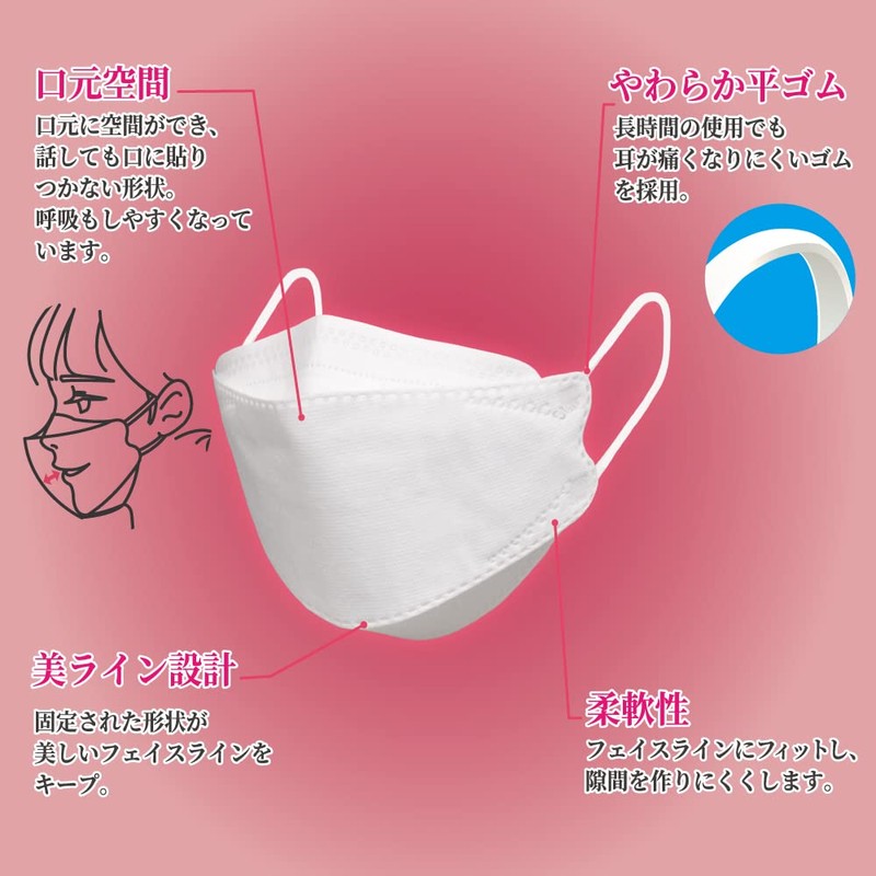 3D Masks, Diamond Shape, White, Individually Packaged, Pack of 30