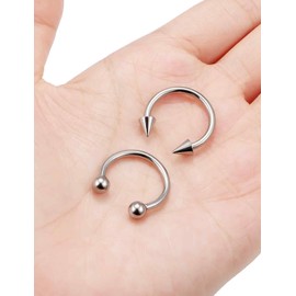 Goerhsjie F136 Titanium 12g Septum Ring Prince Albert Jewelry for Men 12 Gauge Earrings 16mm PA Spike Horseshoe Piercing Internally Threaded for Women Men